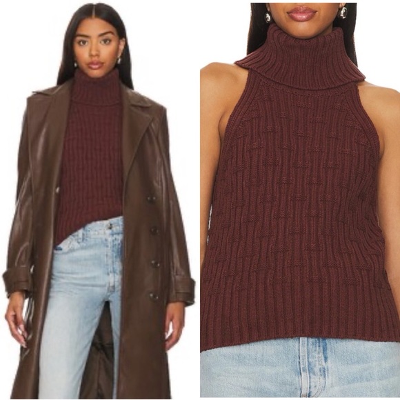 NWT REVOLVE x Stitches & Stripes Brown Chunky Sleeveless Sweater Top - Picture 1 of 9